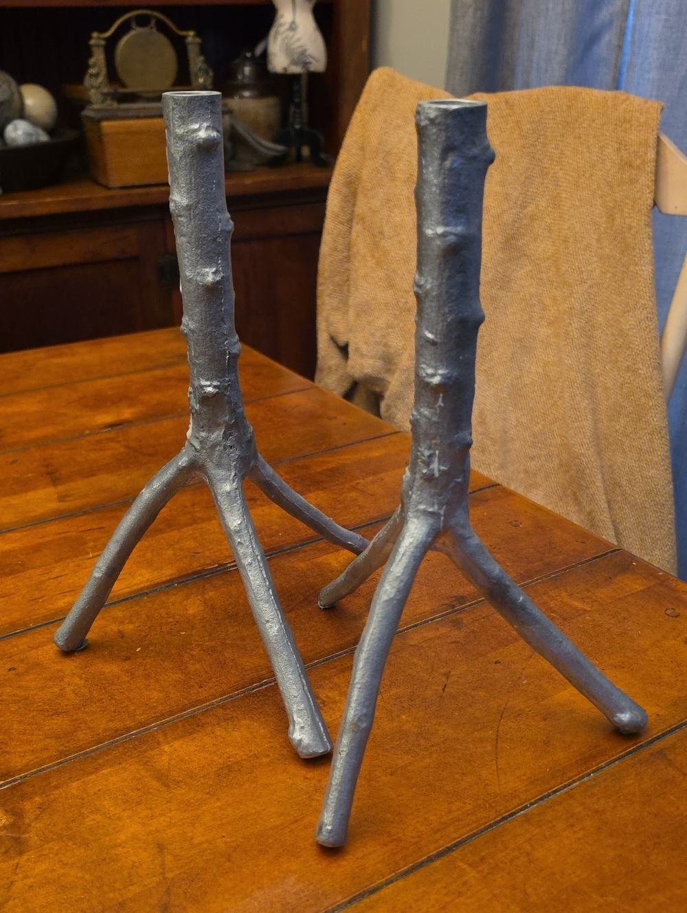 METAL TREE BRANCH CANDLE STICKS - PAIR